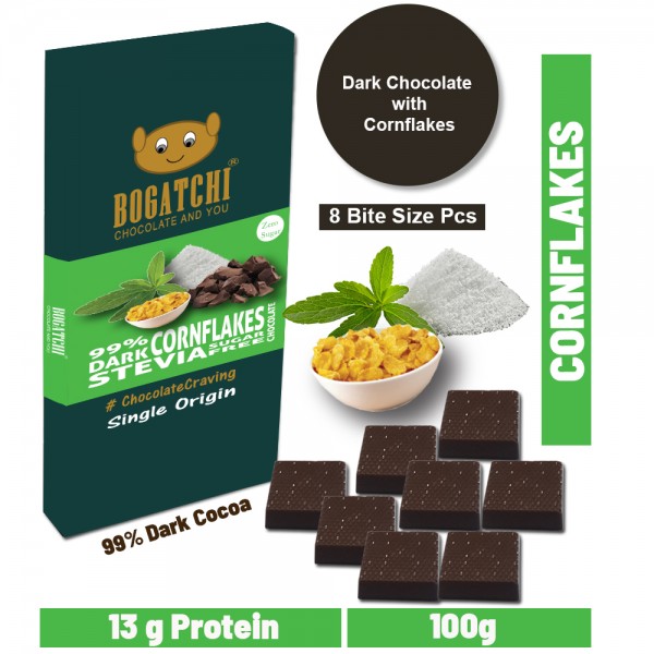 BOGATCHI Immunity Booster  Stevia Sugarfree Chocolate Bites, Cornflakes, 8 Pcs